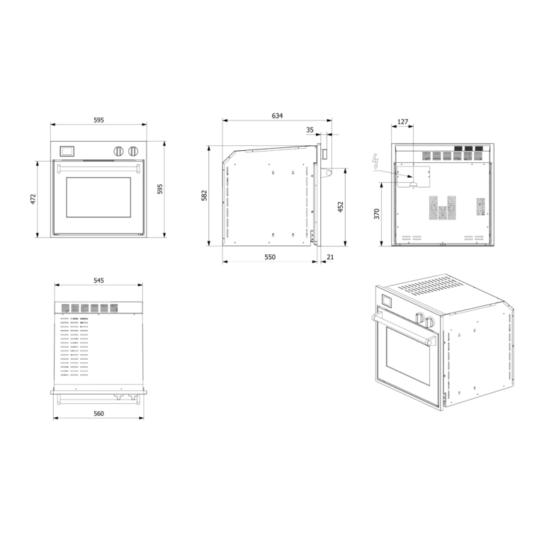Piekarnik elektryczny STEEL GENESI GQFE6-S SS rysunek techniczny